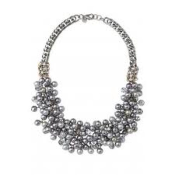 Stella & Dot Isadora Hematite Pearl Bib Necklace - Picture 1 of 5